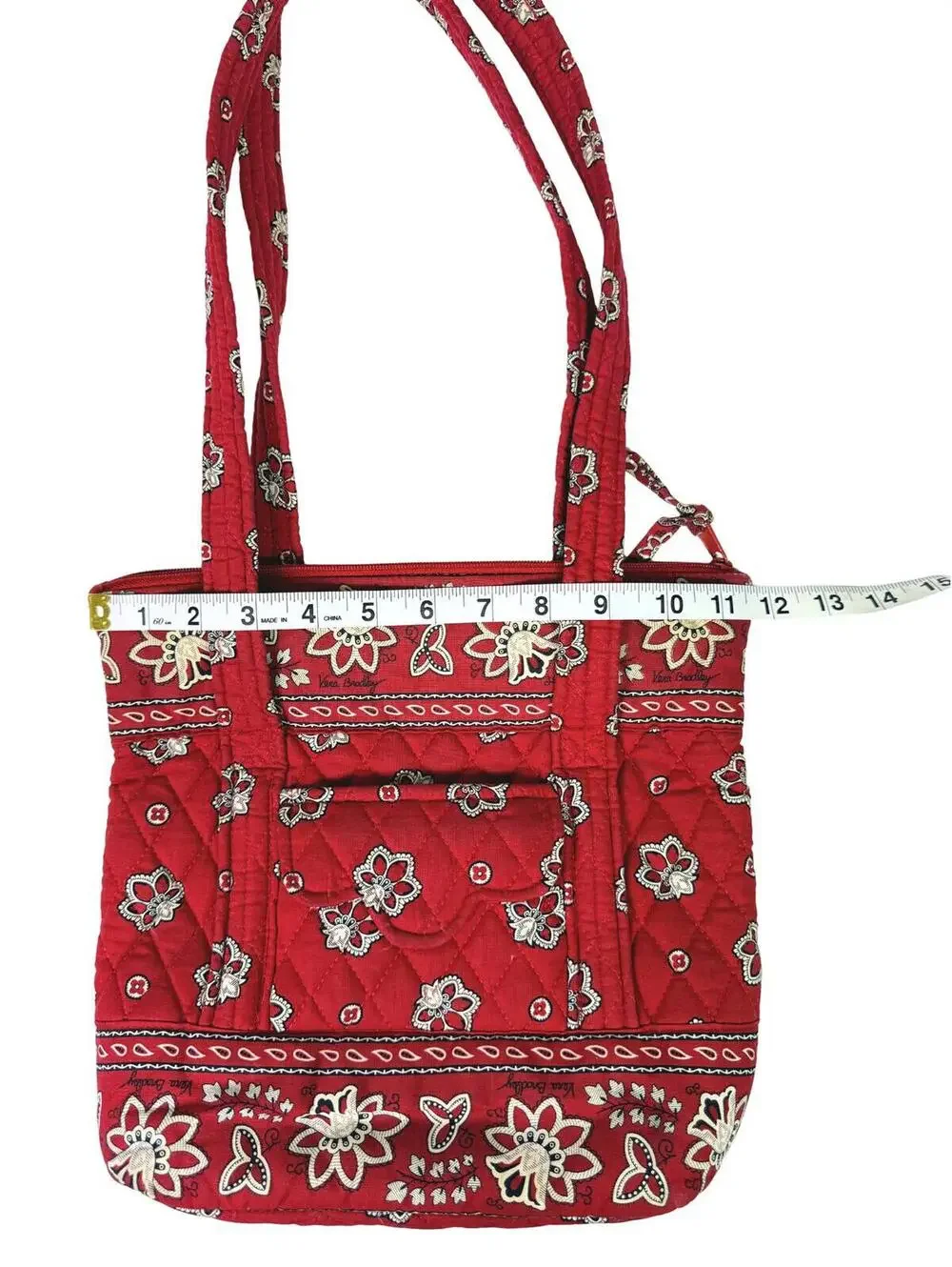 Retired Vera Bradley Red Bandana Print Quilted Tote Bag Y2K